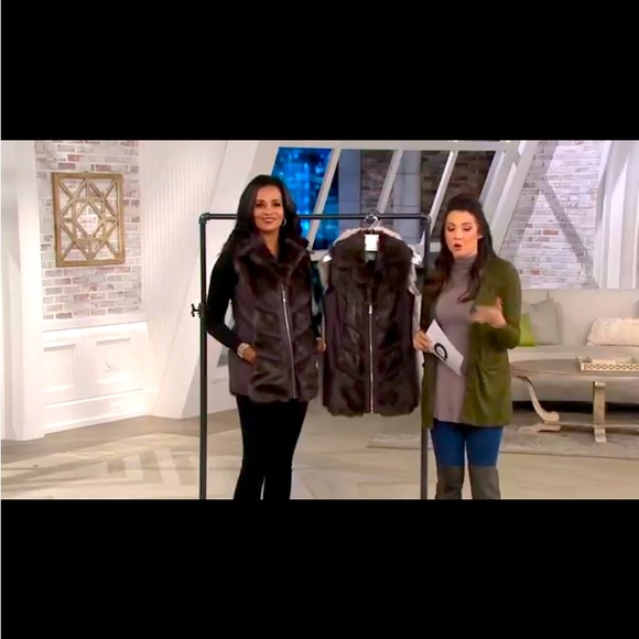Dennis Basso Platinum Collection Chevron Faux Fur Vest on QVC - Picture 5 of 16